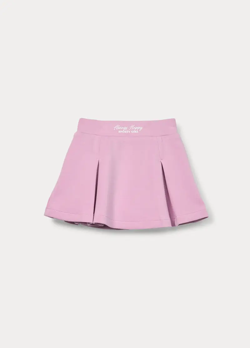 Gonna Corta Plissettata Misto Cotone Bambina, Rosa chiaro miniatura 2