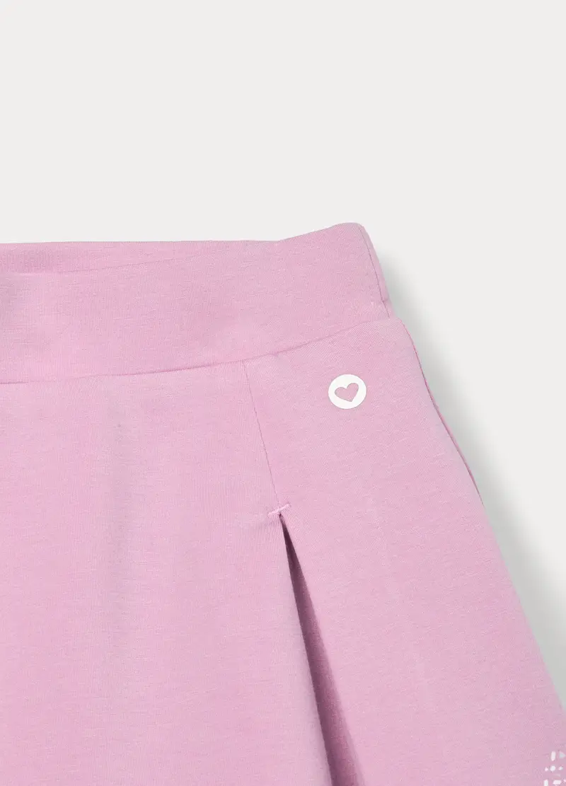 Gonna Corta Plissettata Misto Cotone Bambina, Rosa chiaro miniatura 3