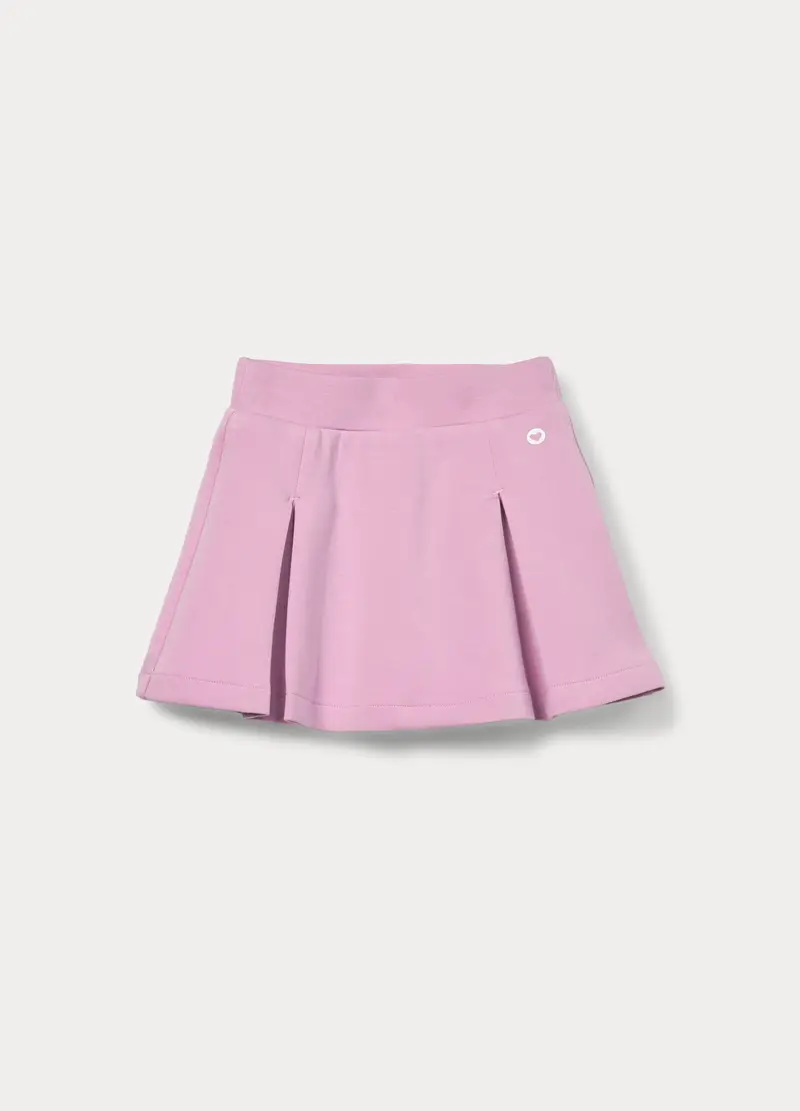 Gonna Corta Plissettata Misto Cotone Bambina, Rosa chiaro