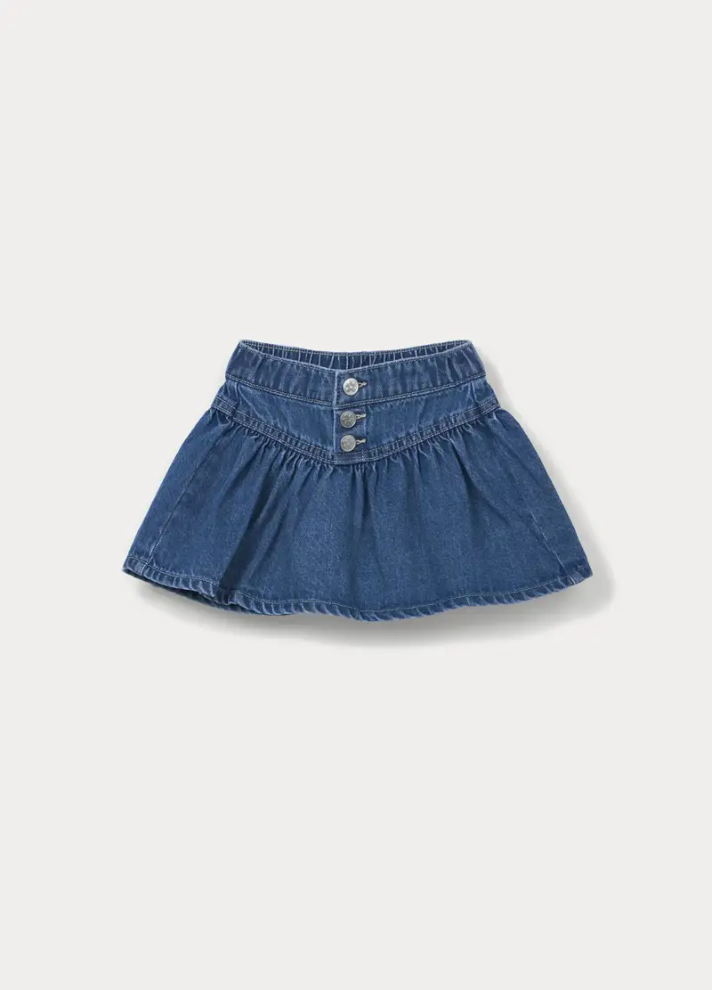 Gonna In Denim Di Puro Cotone Bimba, Bambina, Blu Bluette