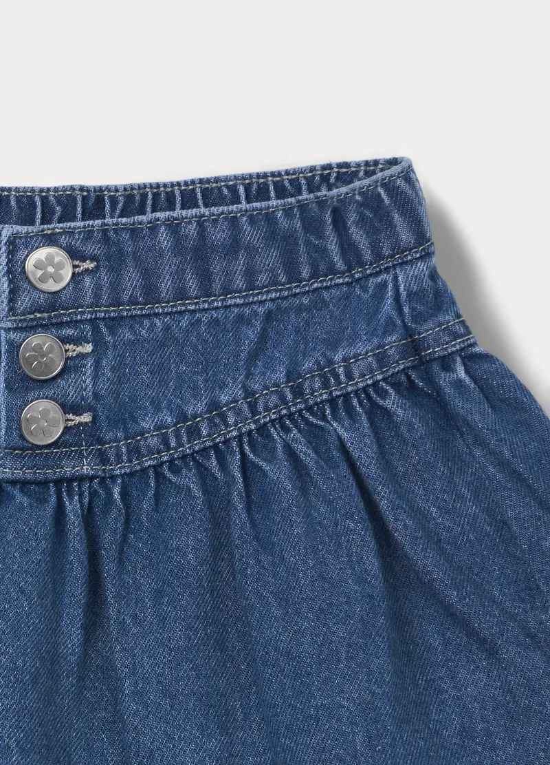 Gonna In Denim Di Puro Cotone Bimba, Bambina, Blu Bluette miniatura 3