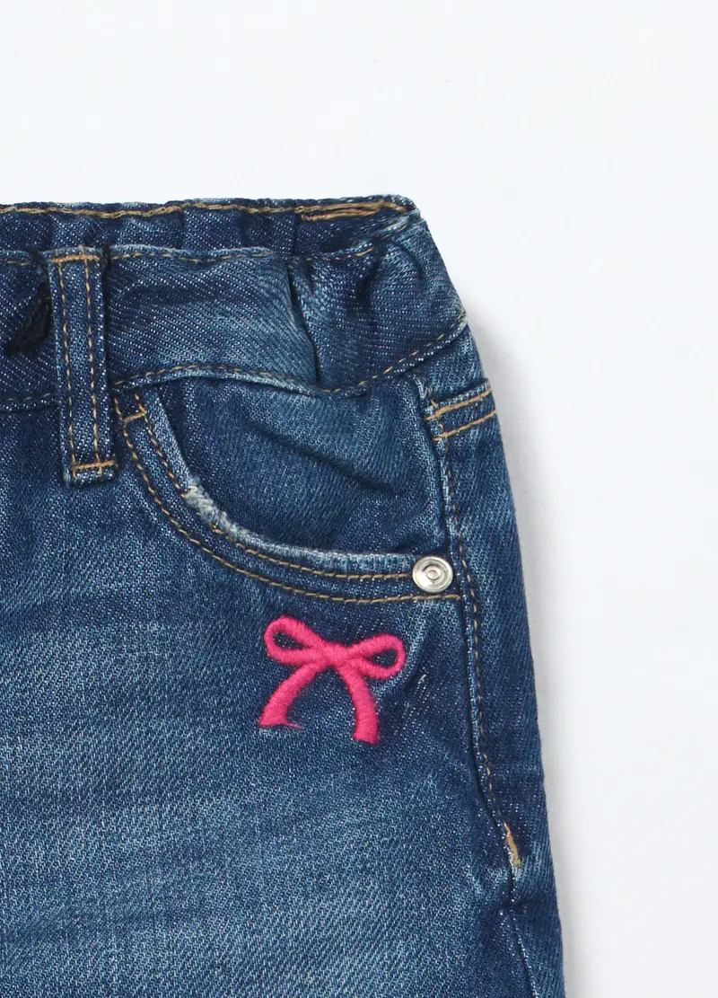 Gonna In Denim Di Puro Cotone Neonata, Bambina, Blu denim miniatura 3