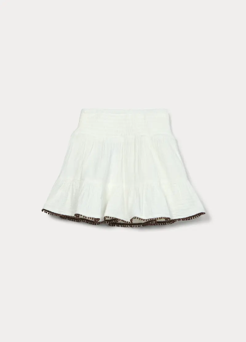 Gonna In Puro Cotone Bambina, Bianco gesso miniatura 2