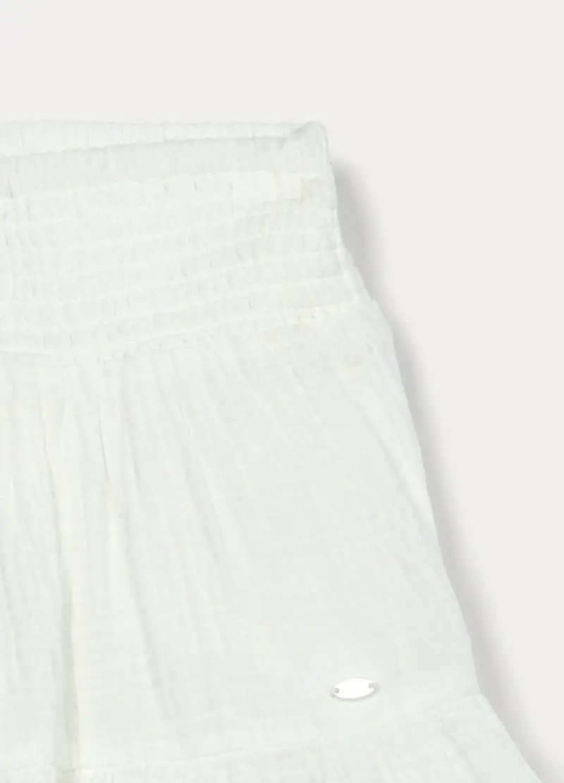 Gonna In Puro Cotone Bambina, Bianco gesso miniatura 3