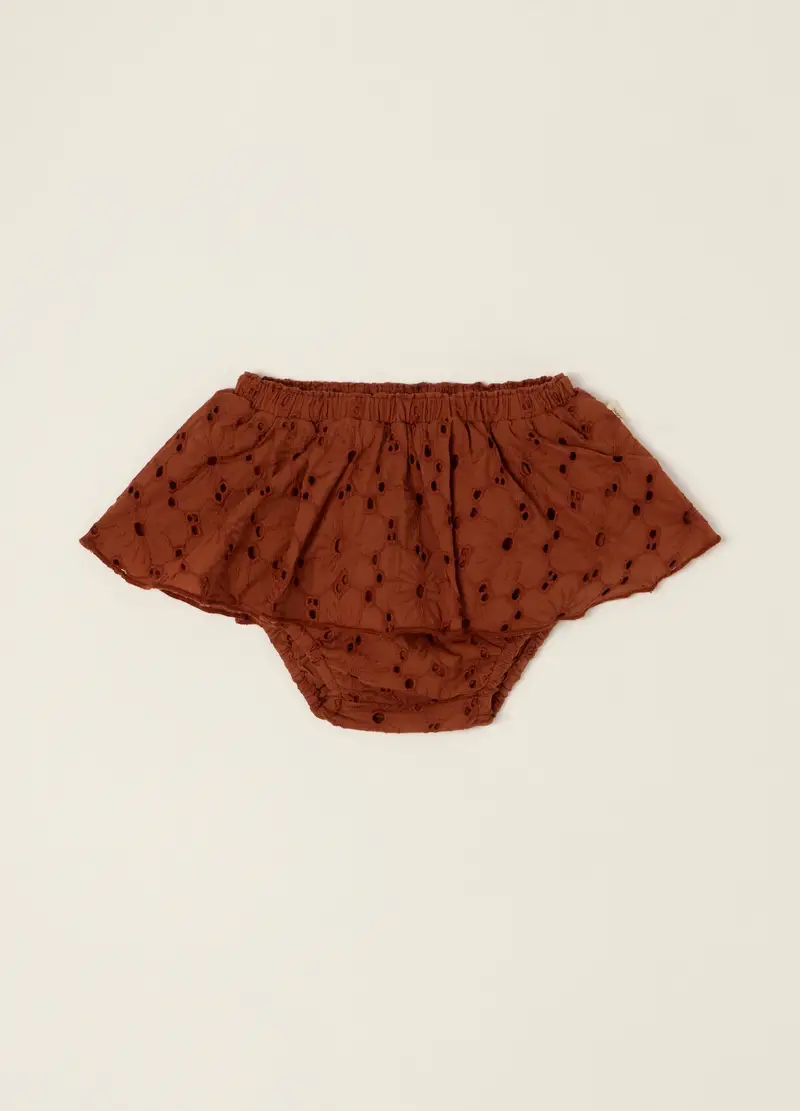 Blukids Gonna In Puro Cotone Sangallo Iana, Neonata, Marrone cioccolato