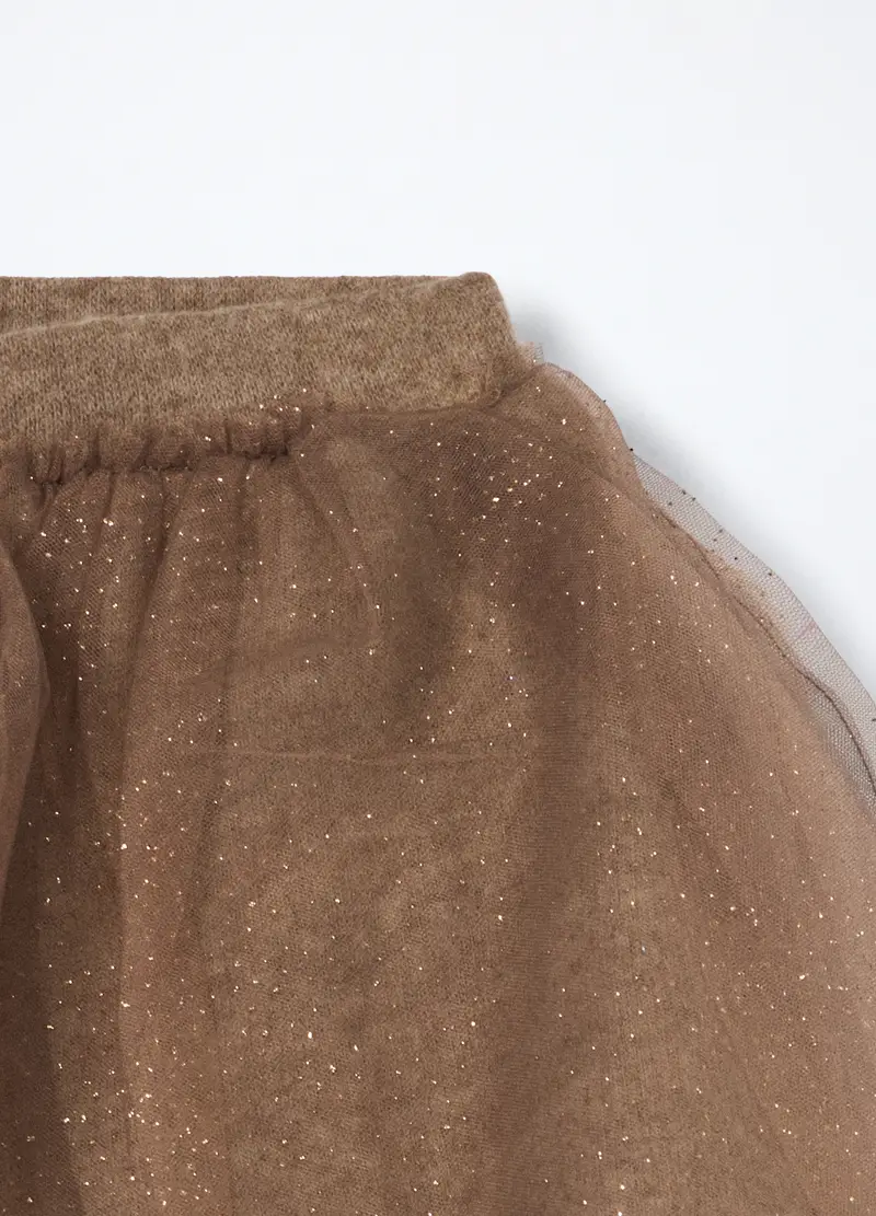 Gonna In Tulle Bambina, Beige chiaro miniatura 3