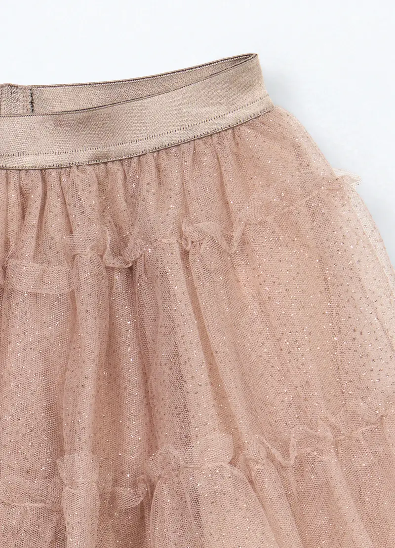 Gonna In Tulle Bambina, Beige chiaro miniatura 3