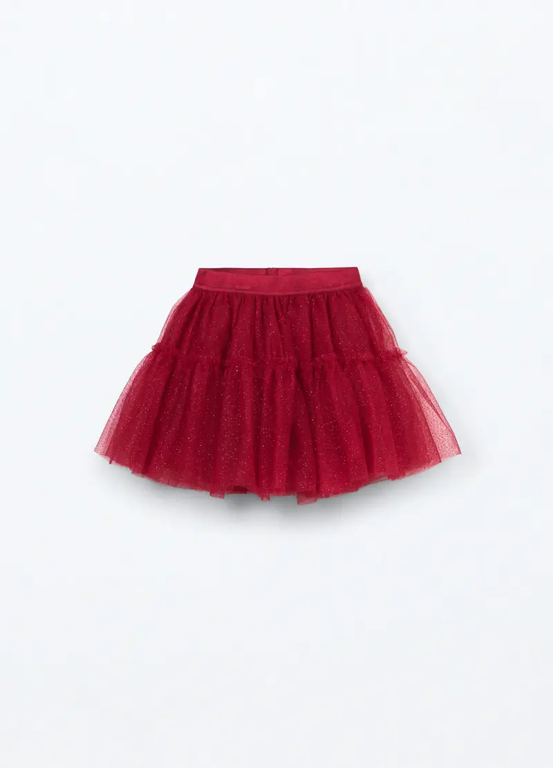 Gonna In Tulle Bambina, Rosso aragosta miniatura 2