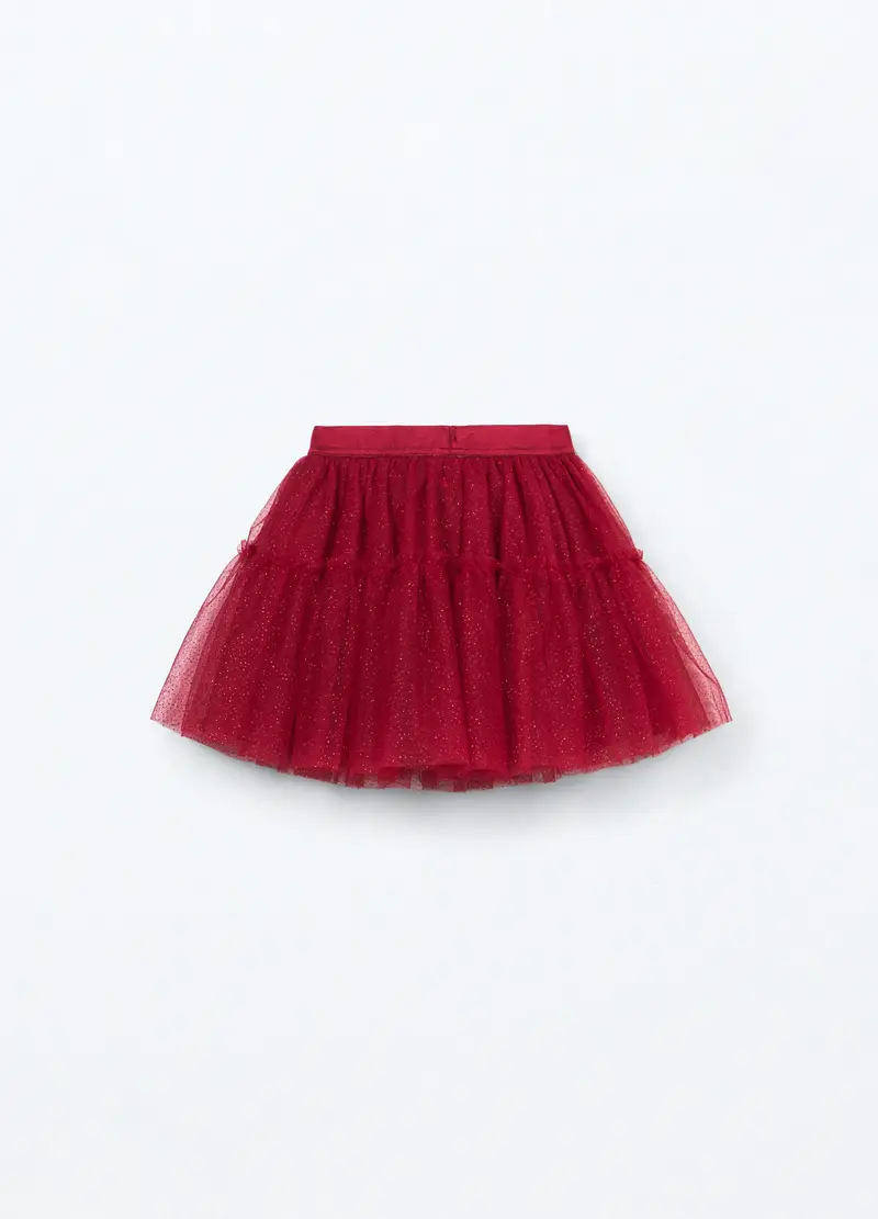 Gonna In Tulle Bambina, Rosso aragosta