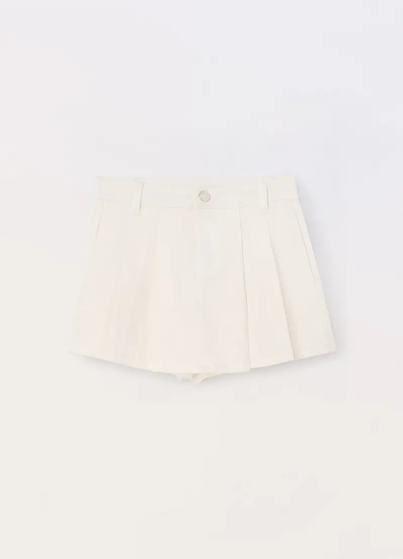 Blukids, Gonna Pantalone A Pieghe In Twill Ragazza, Bambina, Bianco gesso, Taglia: 9-10
