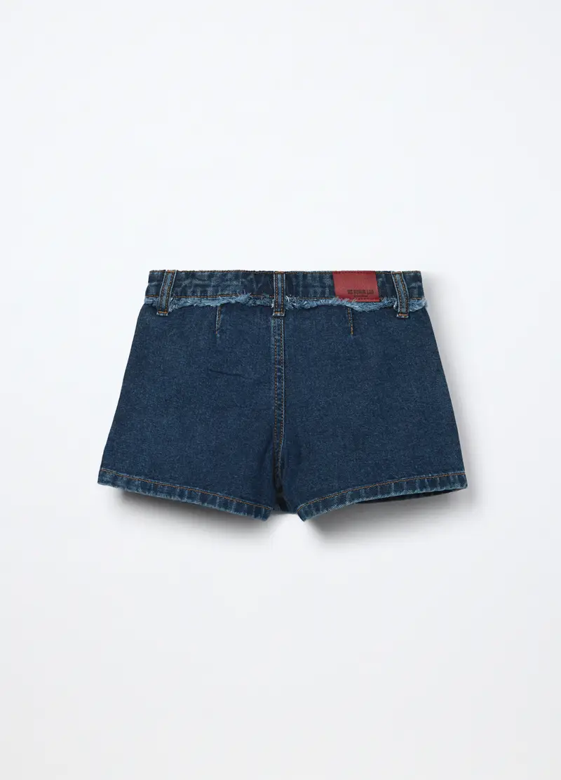 , Gonna Pantalone In Denim Di Puro Cotone Bambina, Blu denim miniatura 2