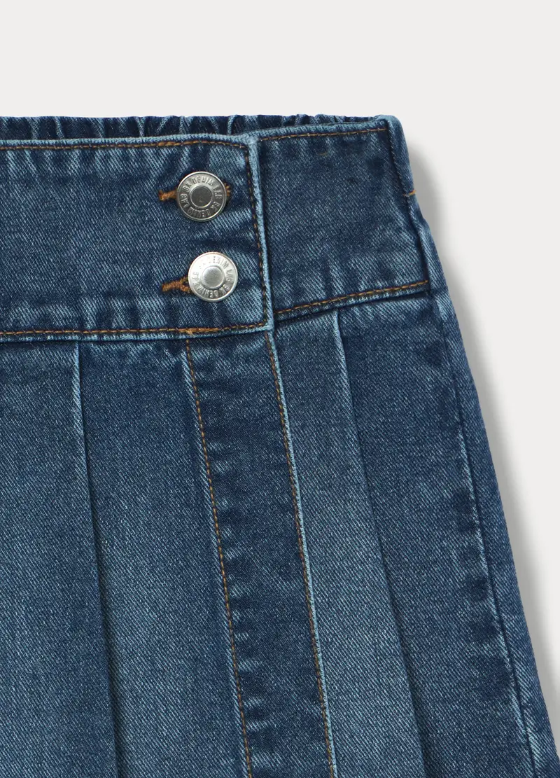 Gonna Pantalone In Denim Di Puro Cotone Ragazza, Bambina, Blu scuro miniatura 3