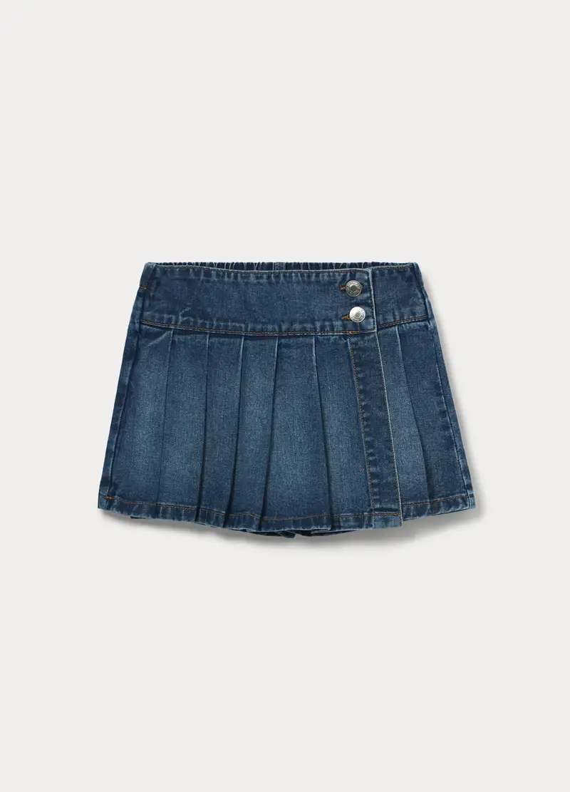 Gonna Pantalone In Denim Di Puro Cotone Ragazza, Bambina, Blu scuro