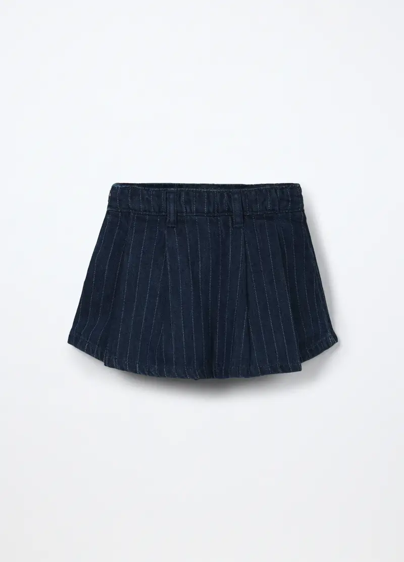 Gonna-pantalone In Denim Misto Cotone Bambina, Blu denim miniatura 2