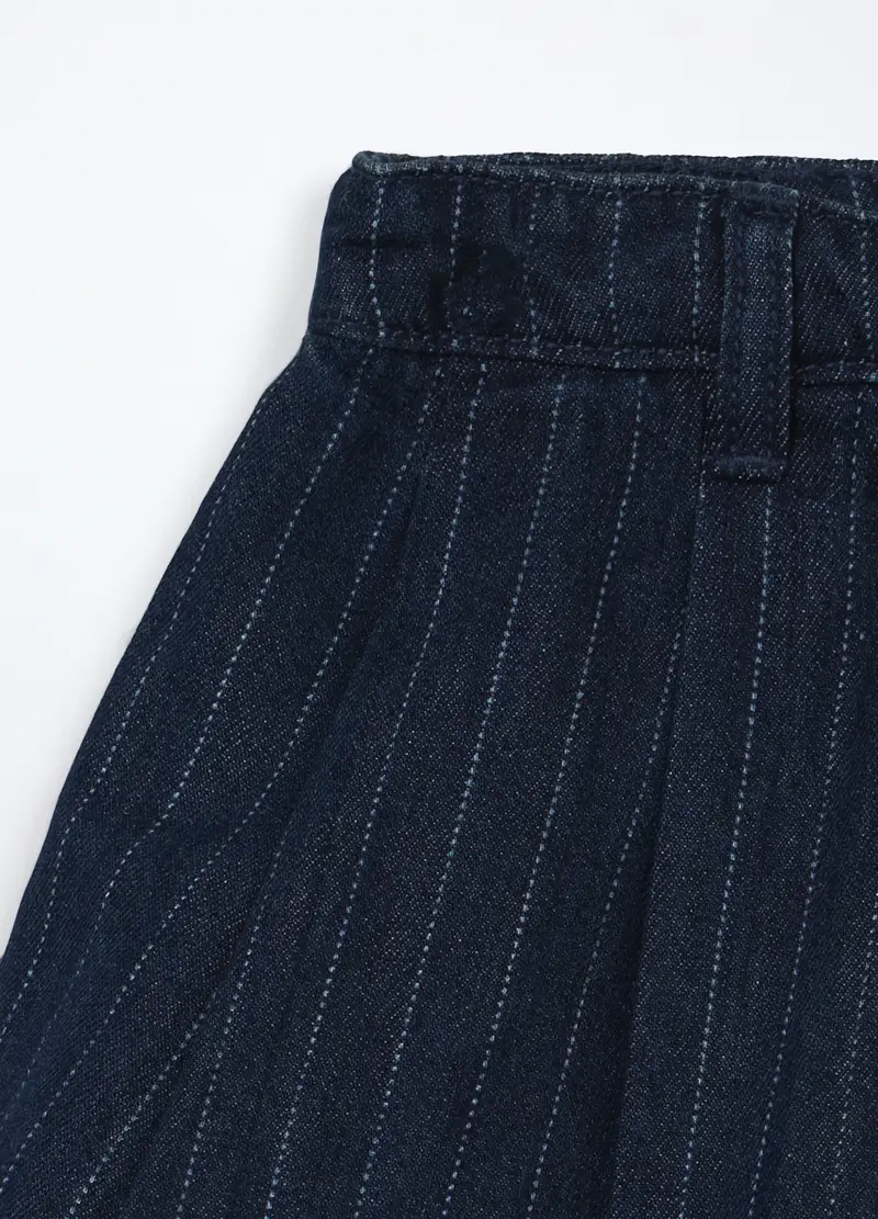 Gonna-pantalone In Denim Misto Cotone Bambina, Blu denim miniatura 3