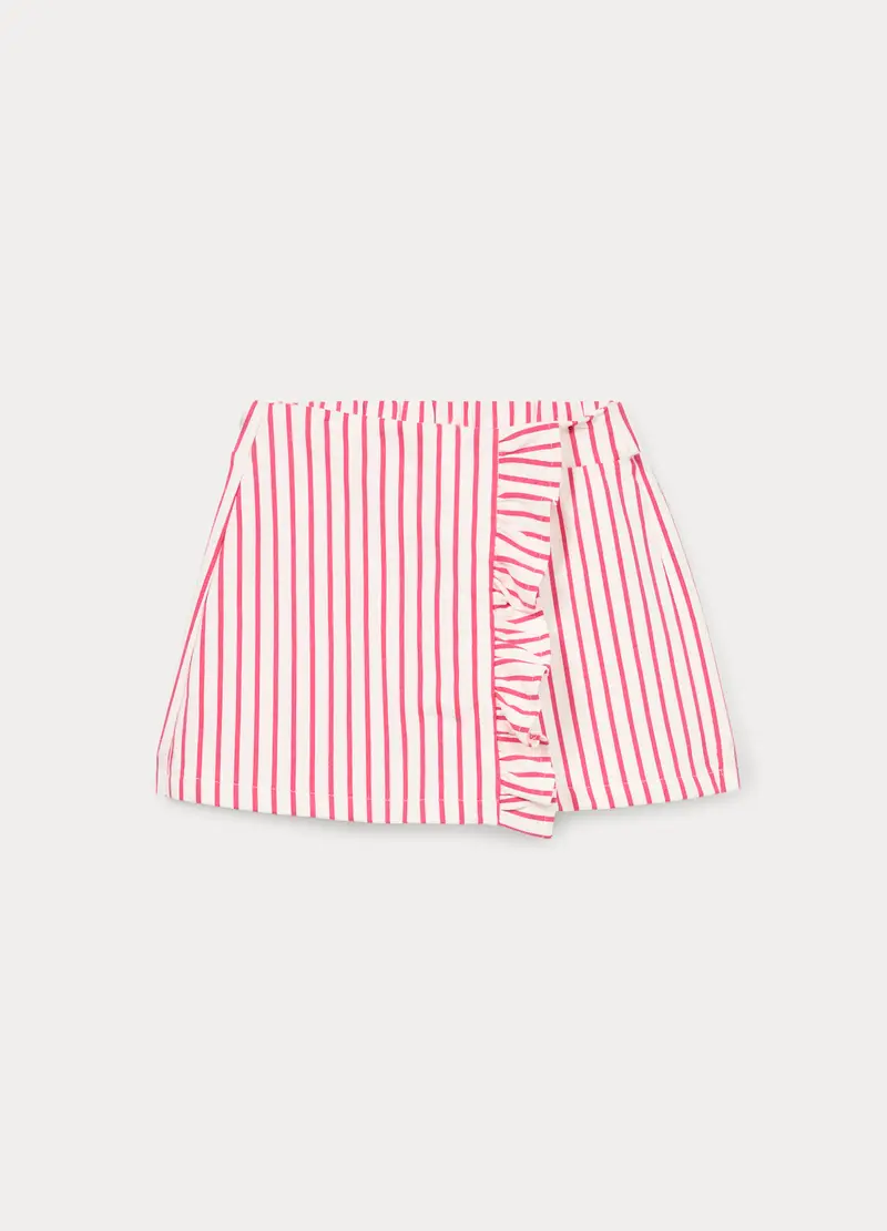 Gonna-pantalone In French Terry Di Puro Cotone Bambina, Bianco/Rosso