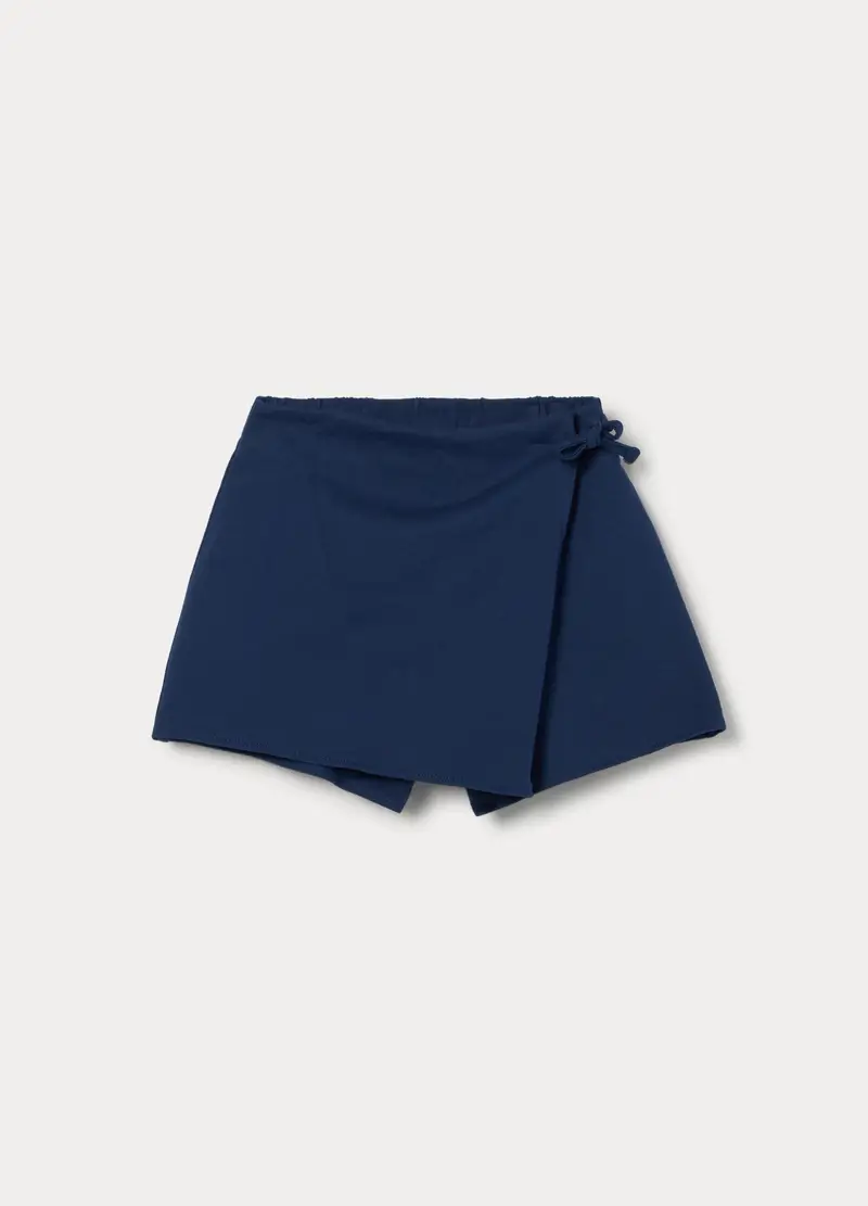 Gonna Pantalone In Puro Cotone Bambina, Blu scuro