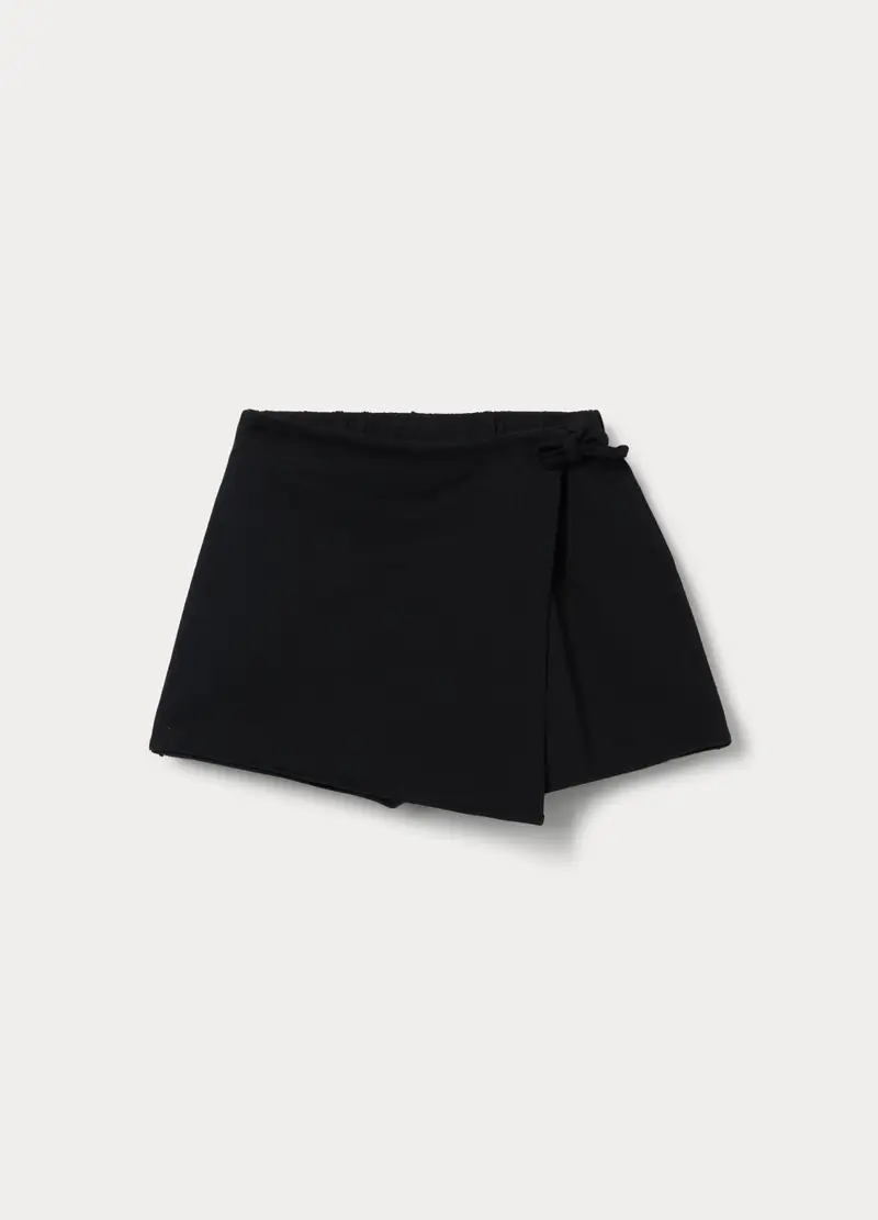 Gonna Pantalone In Puro Cotone Bambina, Nero