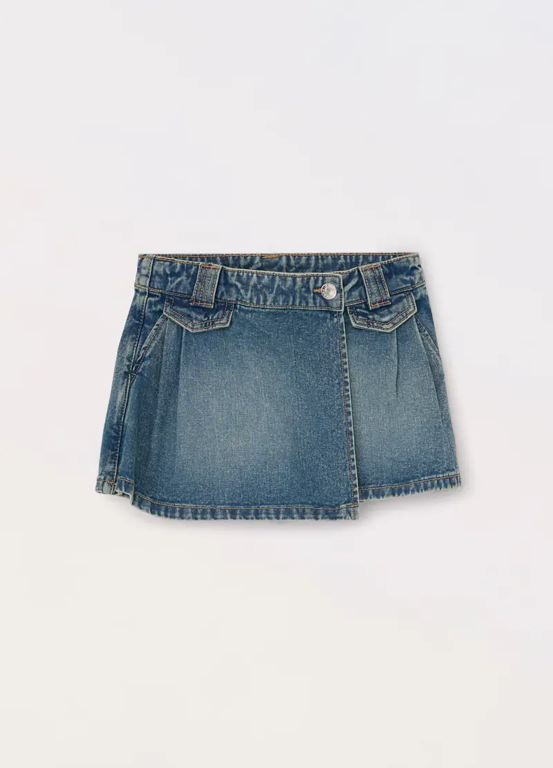 Gonna Pantalone In Puro Cotone Ragazza, Bambina, Blu denim
