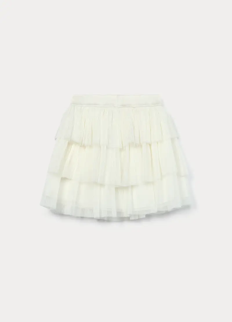 Gonna Plissé A Balze Ragazza, Bambina, Bianco panna