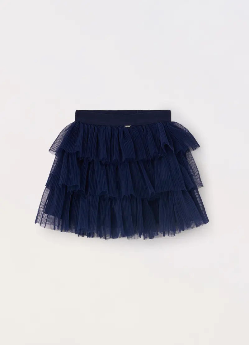 Gonna Plissettata In Tulle Bambina, Blu scuro