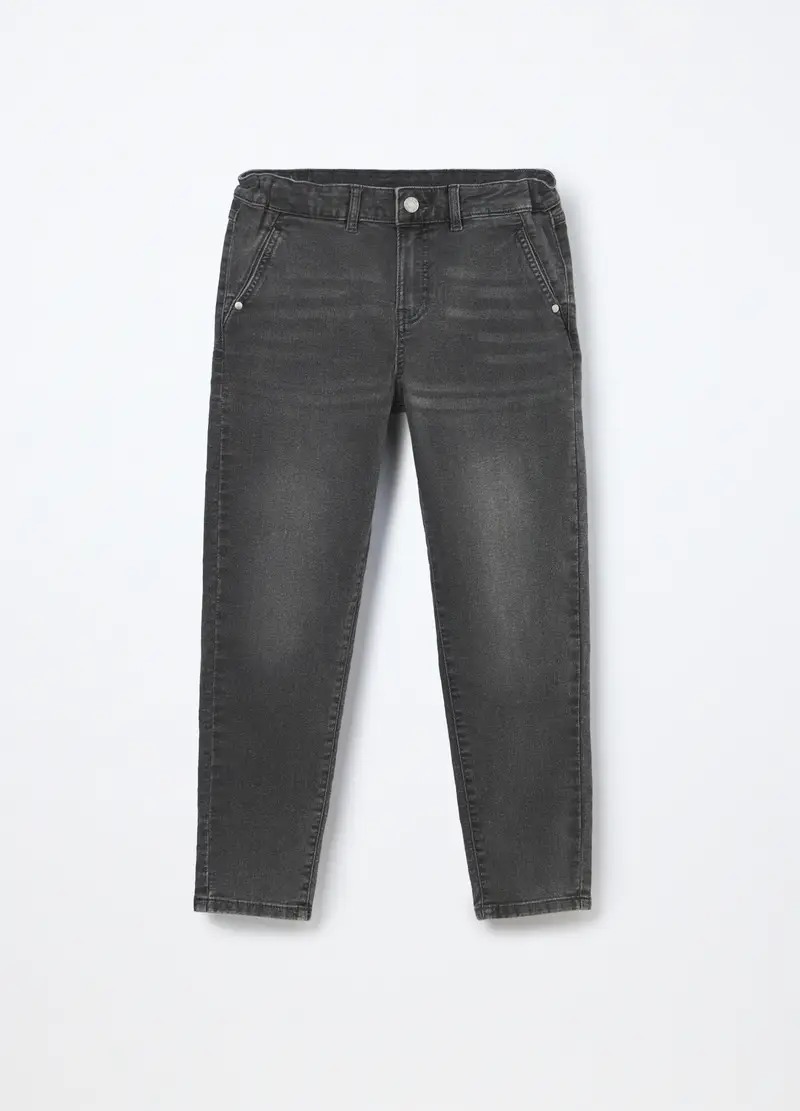 Jeans In Misto Cotone Ragazzo, Bambino, Grigio scuro