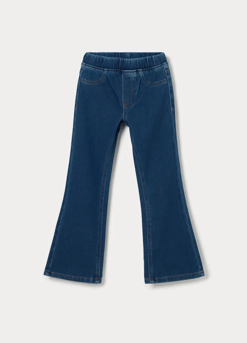 Jeggings Flare Fit In French Terry Denim Bambina, Blu denim