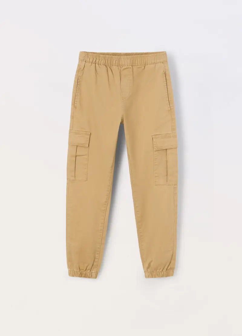 Blukids, Jogger Cargo In Cotone Stretch Ragazzo, Bambino, Beige chiaro, Taglia: 10-11