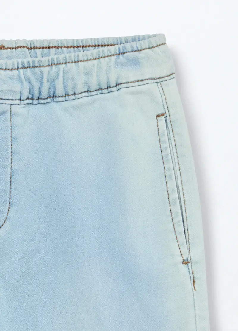 Blukids, Jogger Cargo In Denim Misto Cotone Ragazzo, Bambino, Azzurro chiaro, Taglia: 10-11 miniatura 2