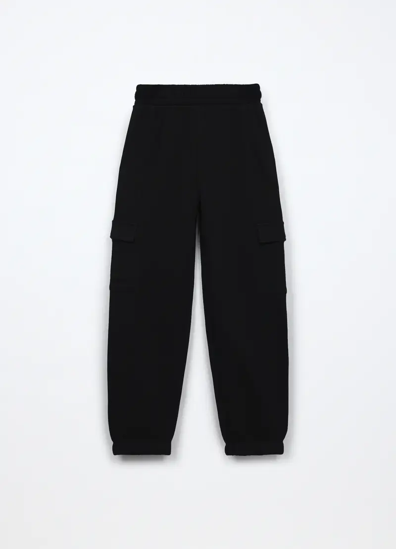 Blukids, Jogger Cargo In French Terry Di Misto Cotone Ragazza, Bambina, Nero, Taglia: 9-10