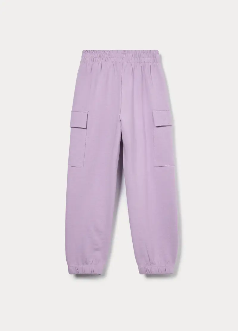 Jogger Cargo In French Terry Di Puro Cotone Bambina, Viola lilla miniatura 2