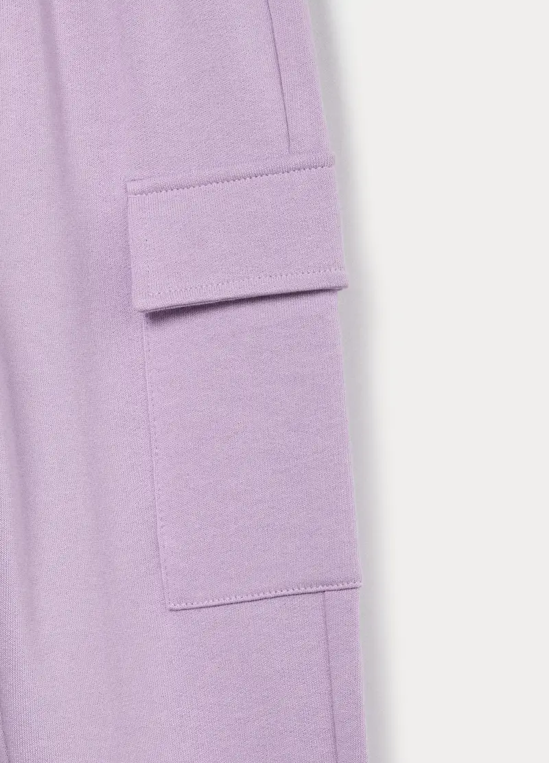 Jogger Cargo In French Terry Di Puro Cotone Bambina, Viola lilla miniatura 3