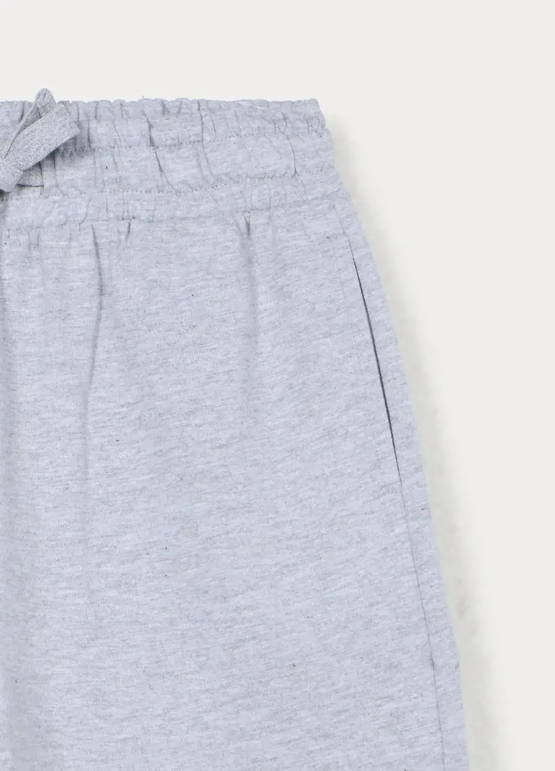 Jogger Cargo In French Terry Di Puro Cotone Ragazza, Bambina, Grigio chiaro melange miniatura 3