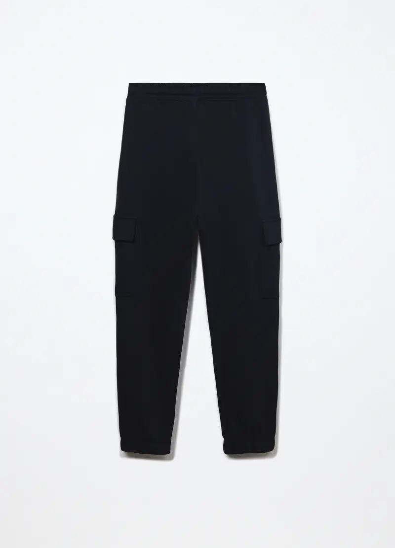 Jogger Cargo In French Terry Di Puro Cotone Ragazzo, Bambino, Blu scuro miniatura 2