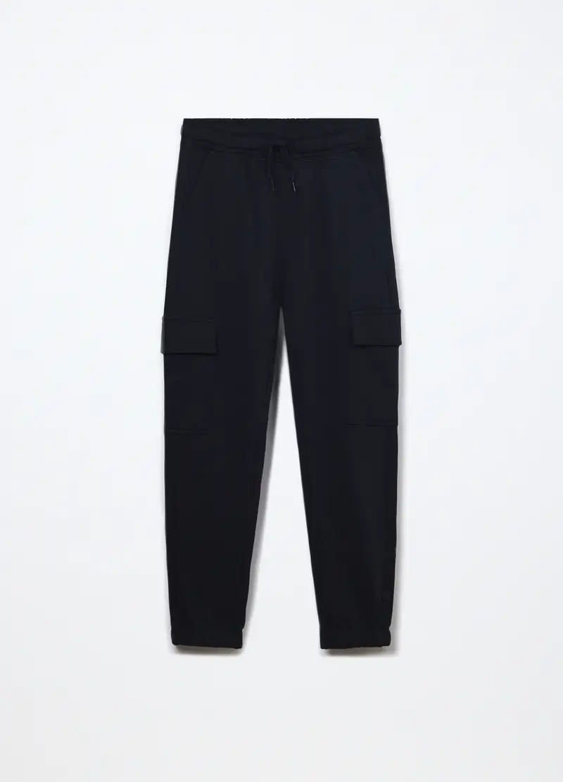 Blukids, Jogger Cargo In French Terry Di Puro Cotone Ragazzo, Bambino, Blu scuro, Taglia: 9-10