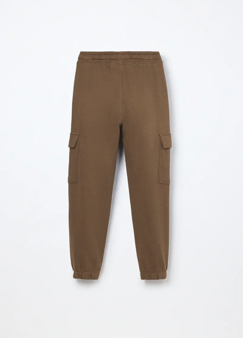 Jogger Cargo In French Terry Di Puro Cotone Ragazzo, Bambino, Marrone cioccolato miniatura 2