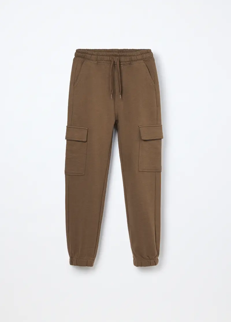 Blukids, Jogger Cargo In French Terry Di Puro Cotone Ragazzo, Bambino, Marrone cioccolato, Taglia: 9-10