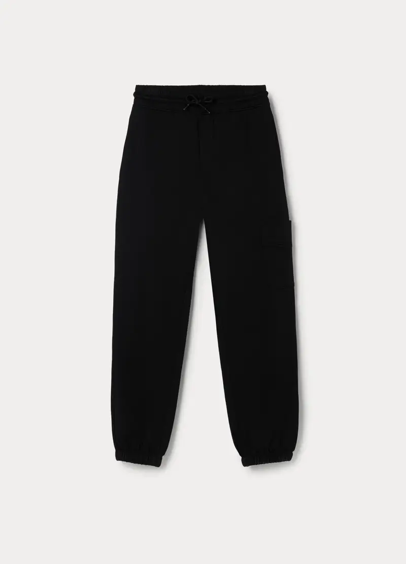 Jogger Cargo In French Terry Di Puro Cotone Ragazzo, Bambino, Nero canna di fucile