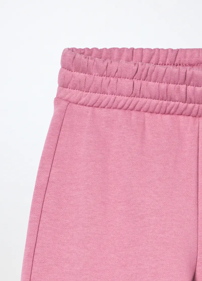 Jogger Cargo In Misto Cotone Fleece Bambina, Rosa pastello miniatura 3