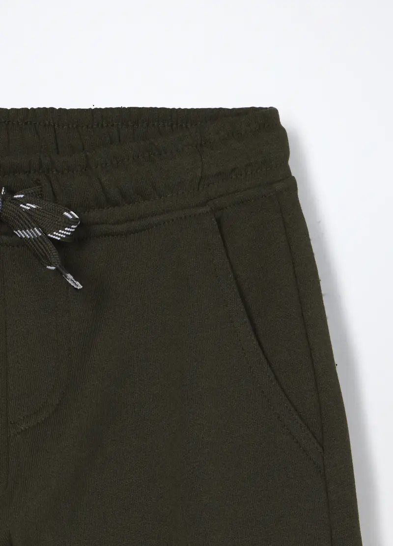 Jogger Cargo In Puro Cotone Fleece Bambino, Verde scuro miniatura 3