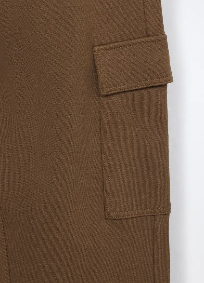 Jogger Cargo In Puro Cotone Fleece Ragazzo, Bambino, Marrone cioccolato miniatura 3