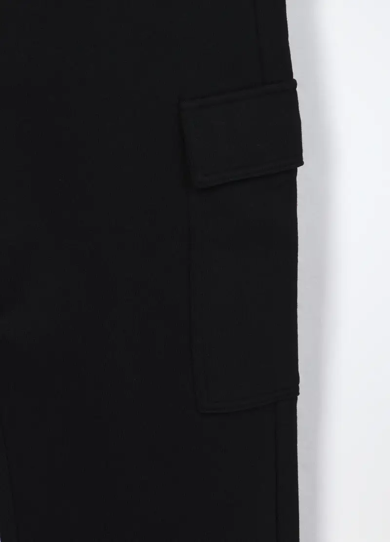 Jogger Cargo In Puro Cotone Fleece Ragazzo, Bambino, Nero miniatura 3