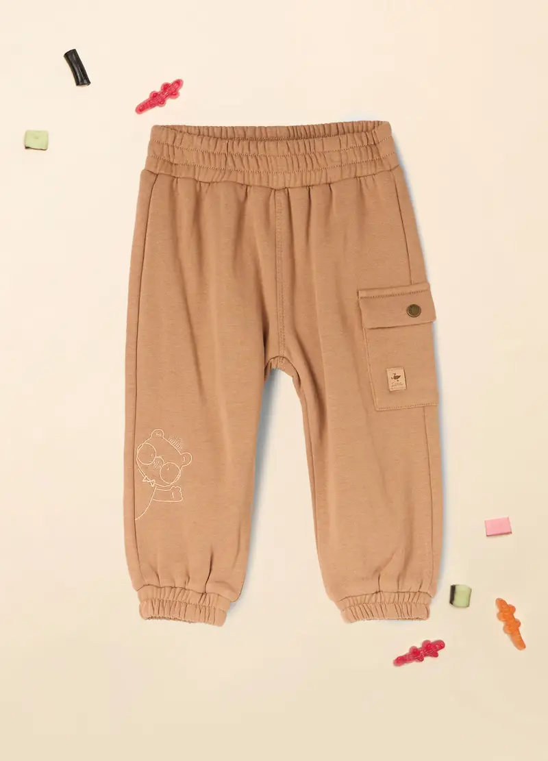 Jogger Cargo In Viscosa Di Bamboo, Neonato, Beige scuro