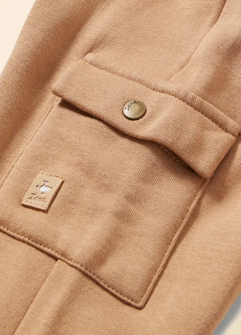 Jogger Cargo In Viscosa Di Bamboo, Neonato, Beige scuro miniatura 2
