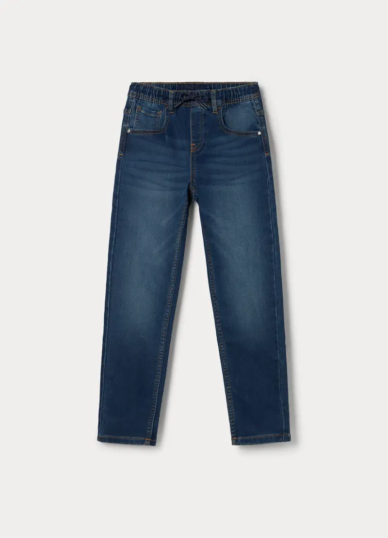 Jogger Fit Straight In Denim Bambino, Blu