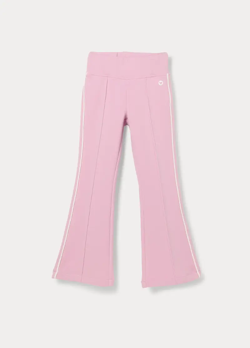 Jogger Flare Fit Misto Cotone Bambina, Rosa pastello