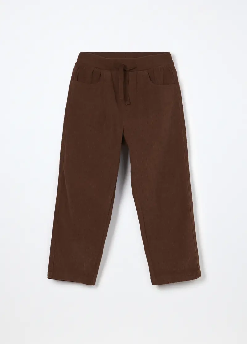 Jogger In Costina Di Velluto Bambino, Marrone scuro