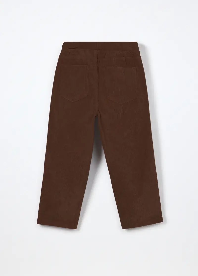 Jogger In Costina Di Velluto Bambino, Marrone scuro miniatura 2