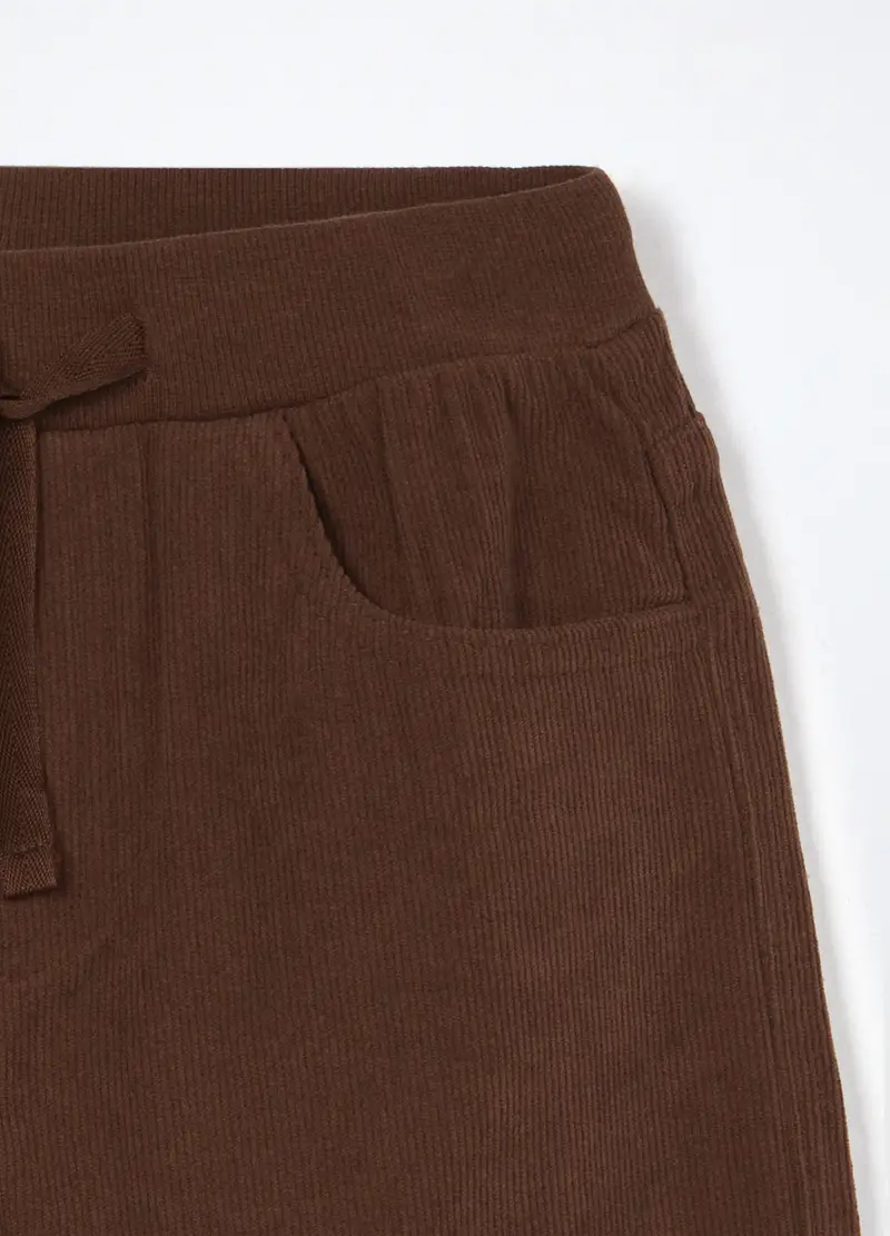 Jogger In Costina Di Velluto Bambino, Marrone scuro miniatura 3