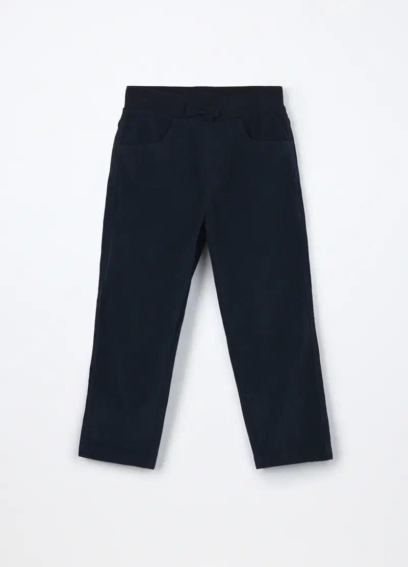 Jogger In Costina Di Velluto Bambino, Nero